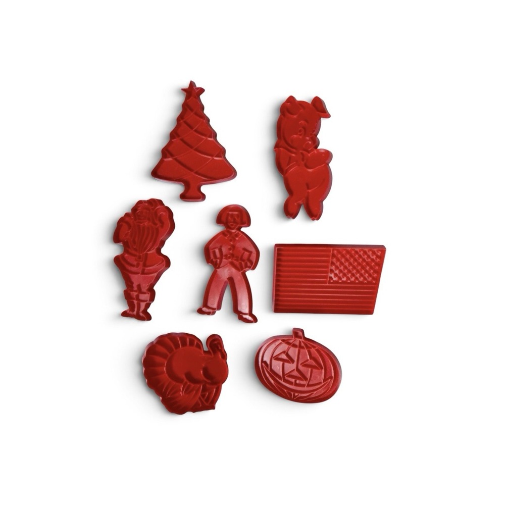 Vintage Tupperware Cookie Cutters Set of 7 Red Holiday Shapes Made in USA